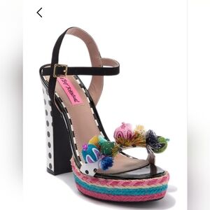 Betsey Johnson Black Sandals with Multicolor Embellishments